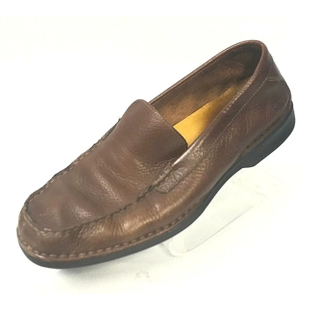 Timberland Mens Brown Leather Square Toe Slip On‎ Loafers 66560 4828 Size 8.5M